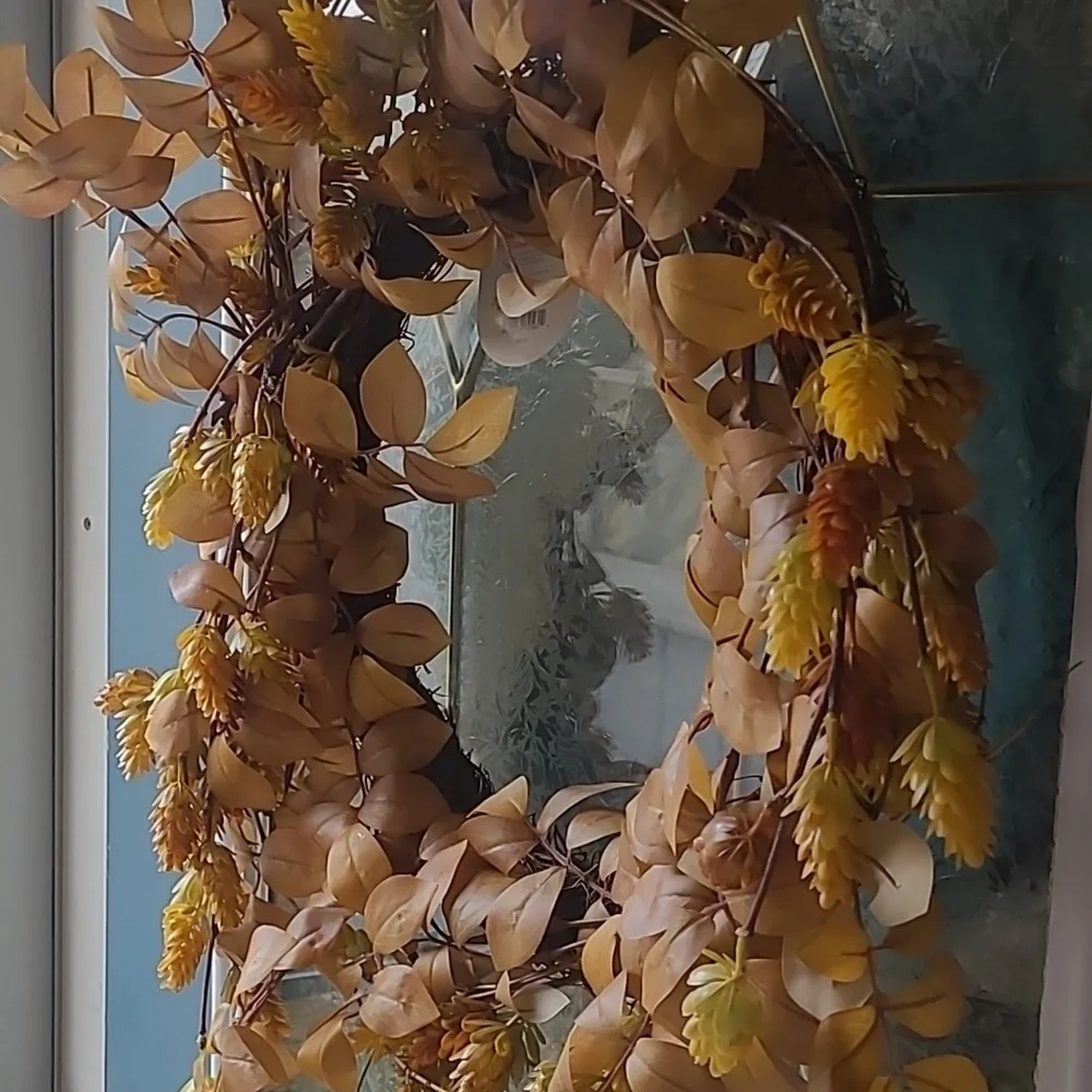 Threshold Autumn Wreath with Yellow and Tan Accents